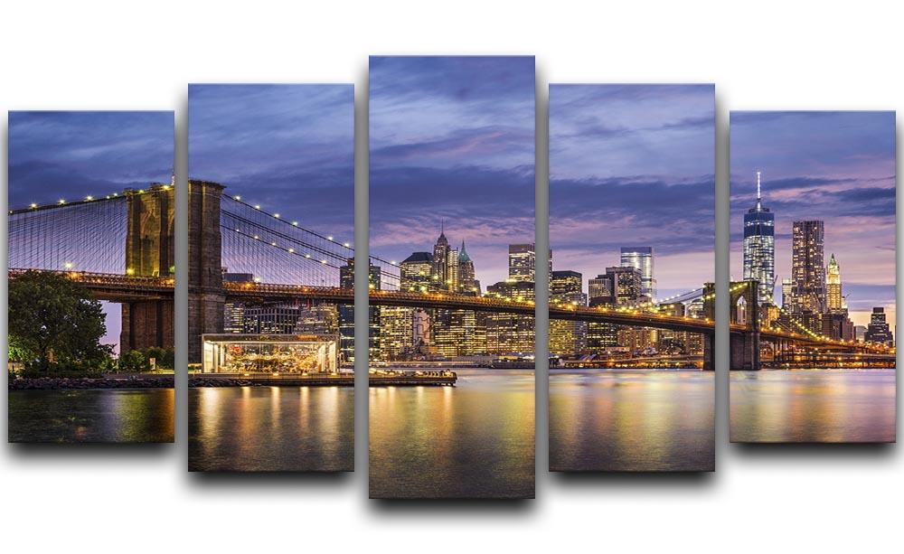 New York City at twilight 5 Split Panel Canvas - Canvas Art Rocks - 1