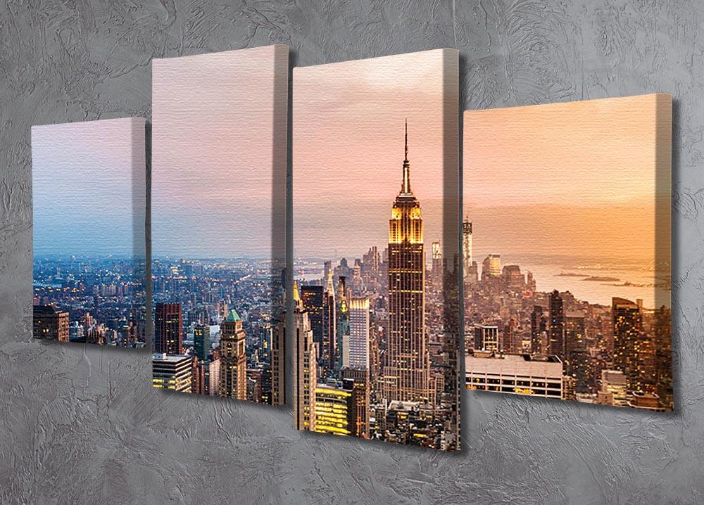 New York City skyline at sunset 4 Split Panel Canvas - Canvas Art Rocks - 2