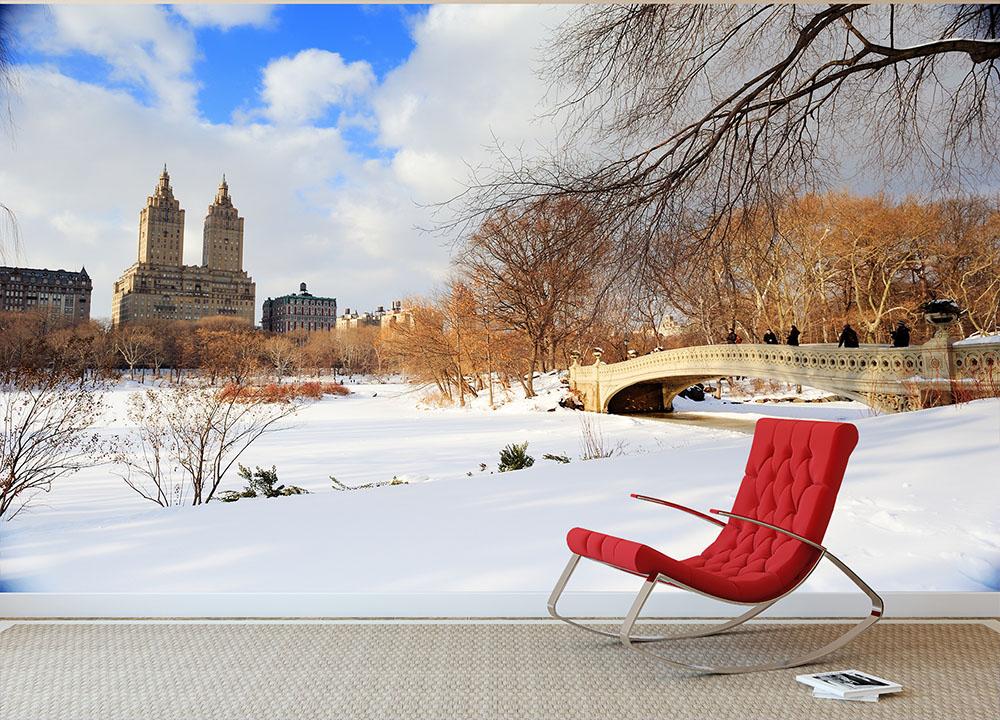 New York Manhattan Central Park panorama winter Wall Mural Wallpaper - Canvas Art Rocks - 2