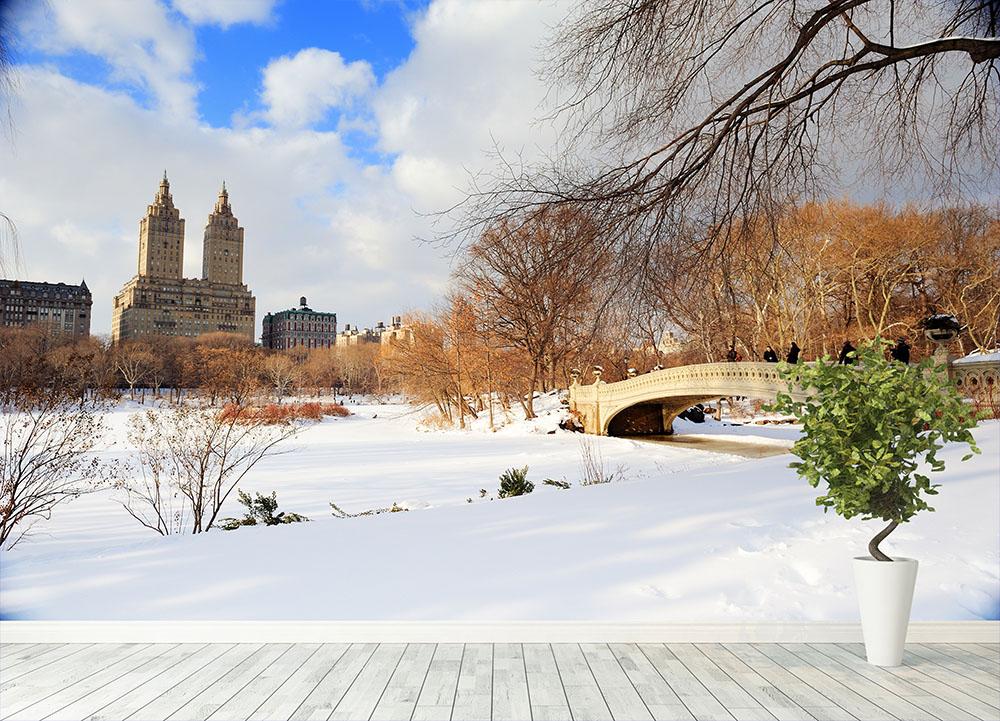 New York Manhattan Central Park panorama winter Wall Mural Wallpaper - Canvas Art Rocks - 4