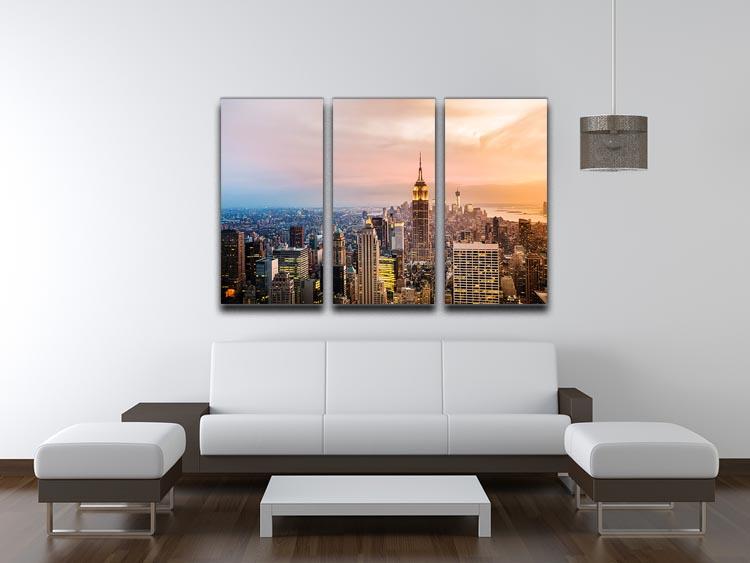 New York skyline skyscrapers at sunset 3 Split Panel Canvas Print - Canvas Art Rocks - 3