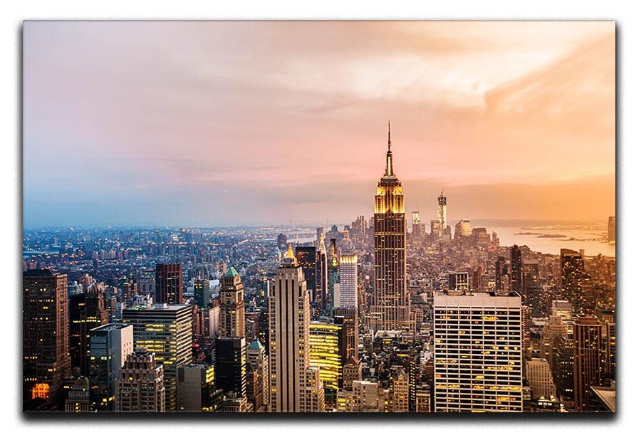 New York skyline skyscrapers at sunset Canvas Print or Poster - Canvas Art Rocks - 1