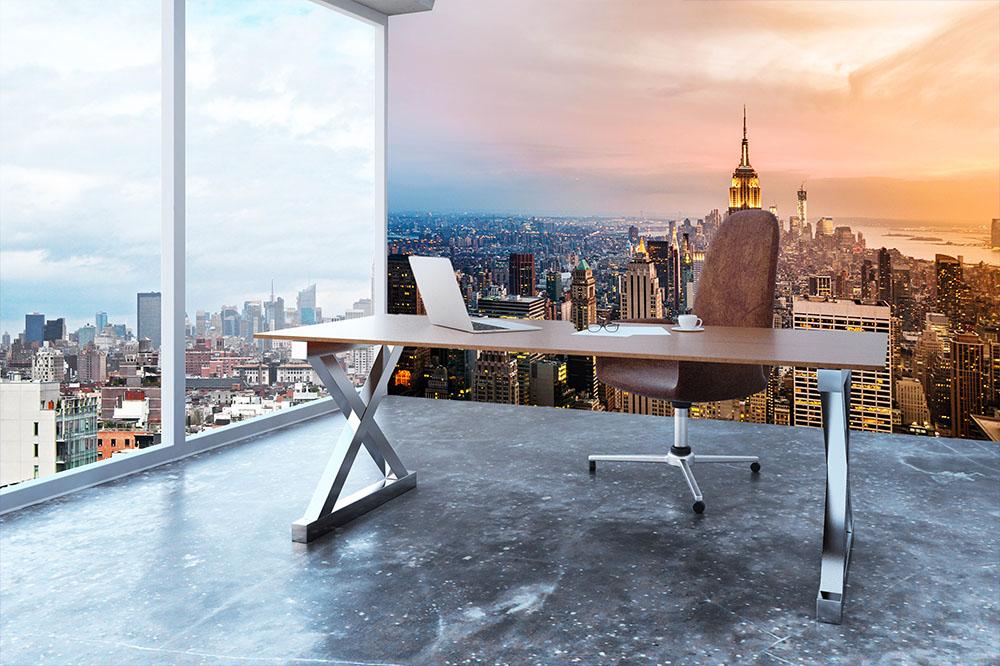 New York skyline skyscrapers at sunset Wall Mural Wallpaper - Canvas Art Rocks - 3
