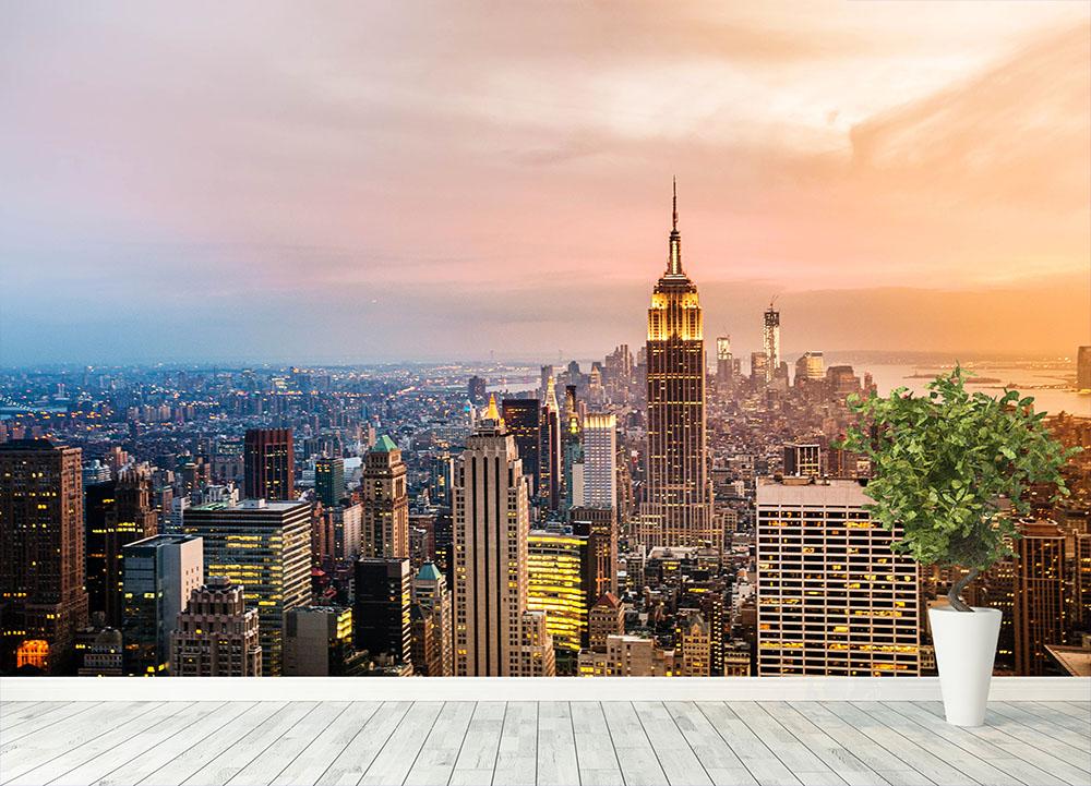 New York skyline skyscrapers at sunset Wall Mural Wallpaper - Canvas Art Rocks - 4