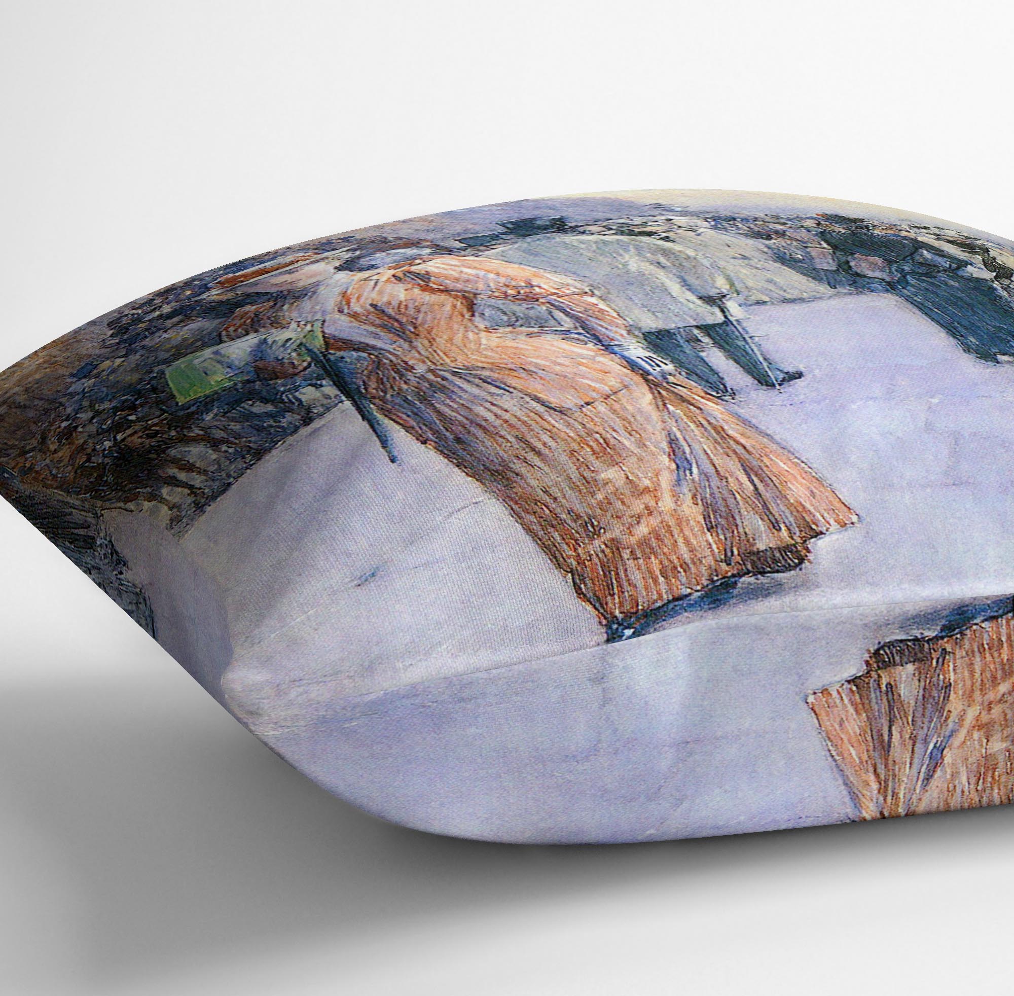 New York street scene by Hassam Cushion - Canvas Art Rocks - 3