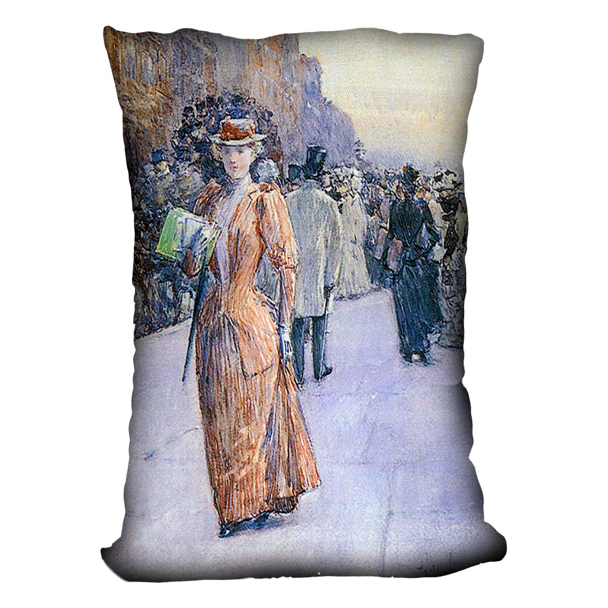 New York street scene by Hassam Cushion - Canvas Art Rocks - 4