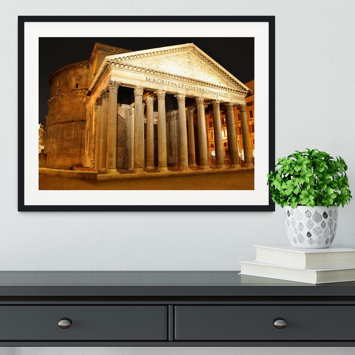 Night view of Pantheon Rome Framed Print - Canvas Art Rocks - 1