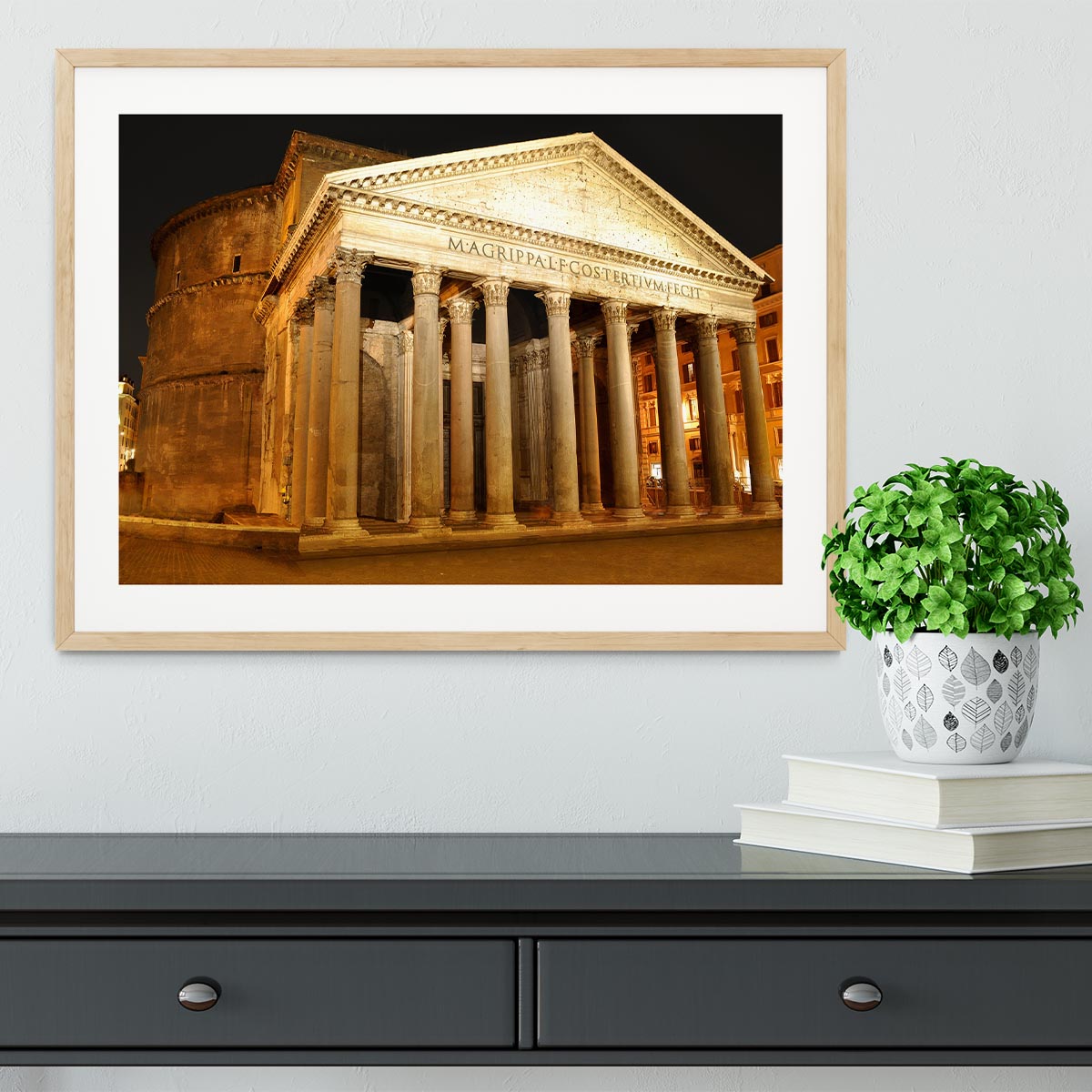 Night view of Pantheon Rome Framed Print - Canvas Art Rocks - 3