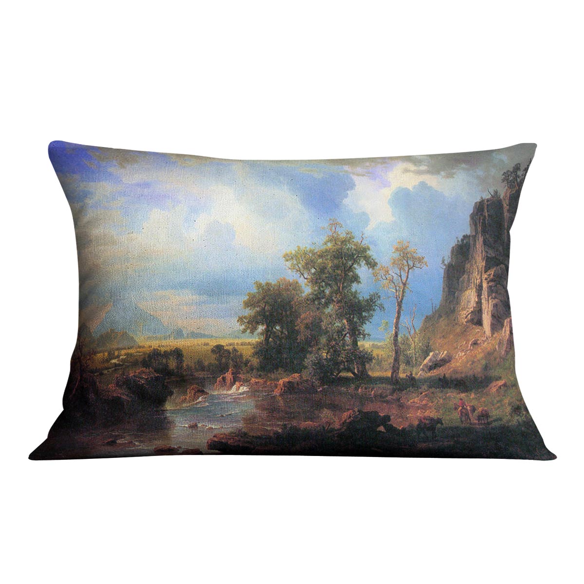Northern fork of the Plate Nebraska by Bierstadt Cushion - Canvas Art Rocks - 4