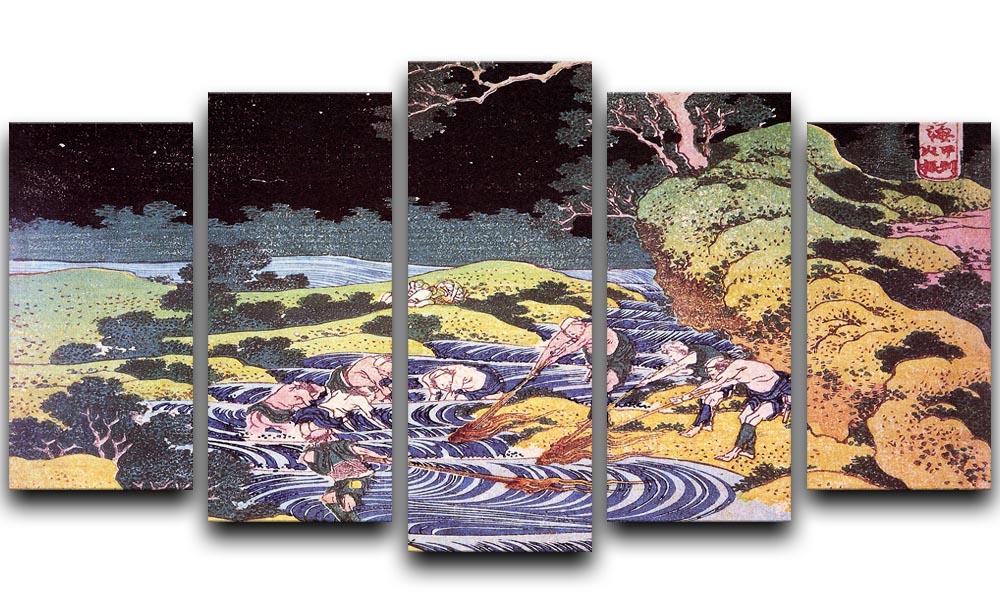 Ocean landscape by Hokusai 5 Split Panel Canvas - Canvas Art Rocks - 1