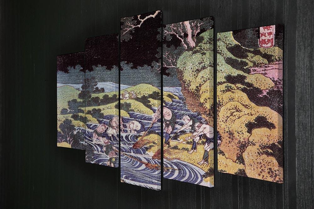 Ocean landscape by Hokusai 5 Split Panel Canvas - Canvas Art Rocks - 2