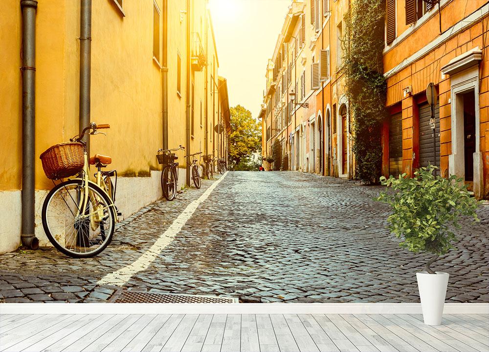Old street in Rome Wall Mural Wallpaper - Canvas Art Rocks - 4