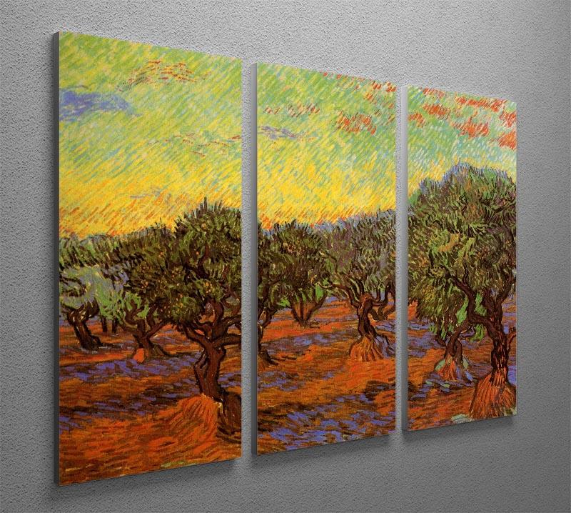 Olive Grove Orange Sky by Van Gogh 3 Split Panel Canvas Print - Canvas Art Rocks - 4