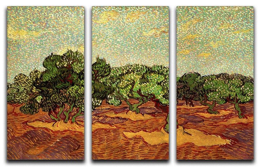 Olive Grove Pale Blue Sky by Van Gogh 3 Split Panel Canvas Print - Canvas Art Rocks - 4