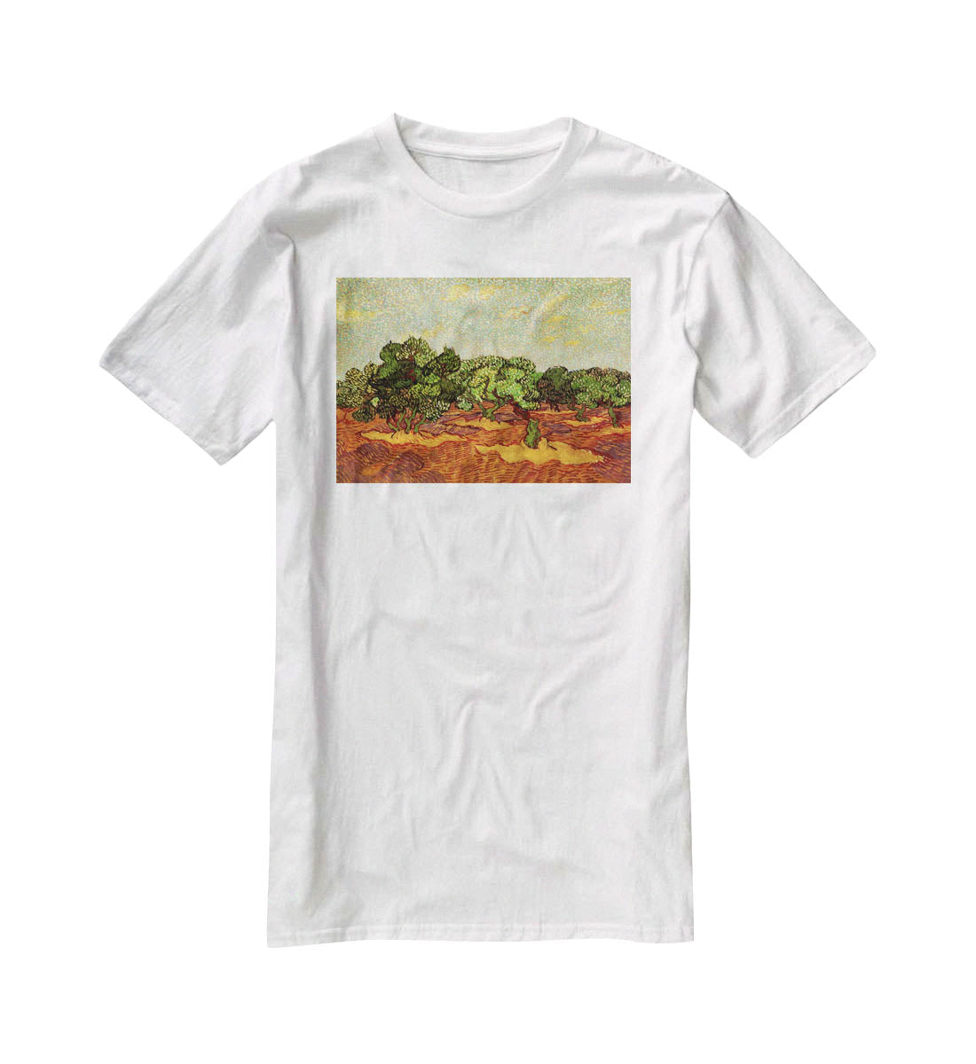 Olive Grove Pale Blue Sky by Van Gogh T-Shirt - Canvas Art Rocks - 5