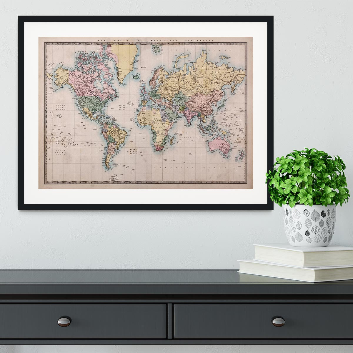 Original old hand coloured map Framed Print - Canvas Art Rocks - 1