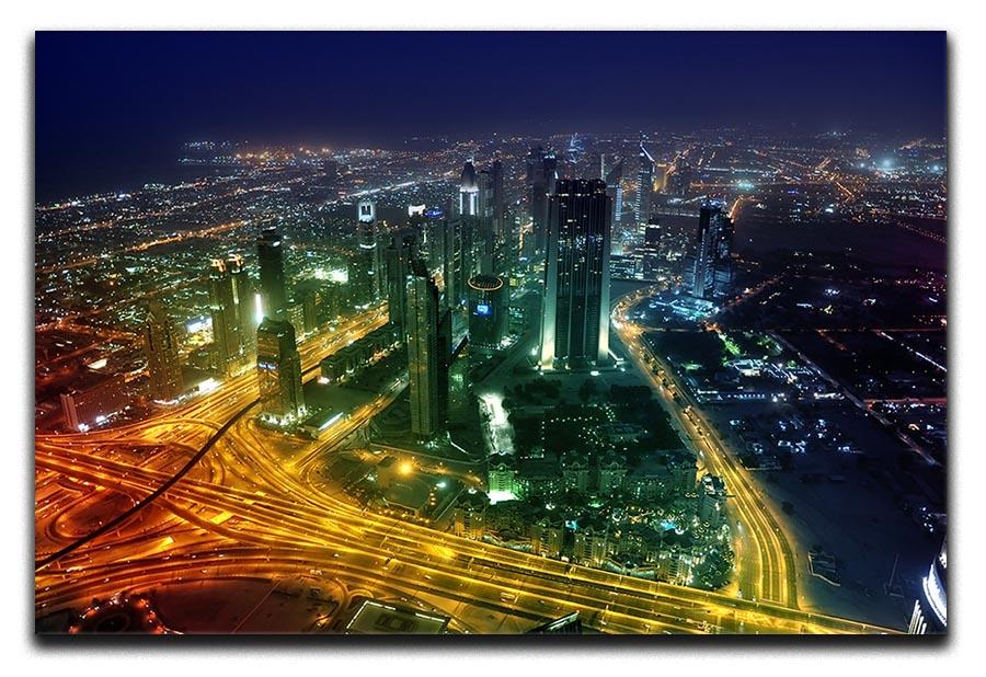 Panorama Dubai city at night Canvas Print or Poster - Canvas Art Rocks - 1