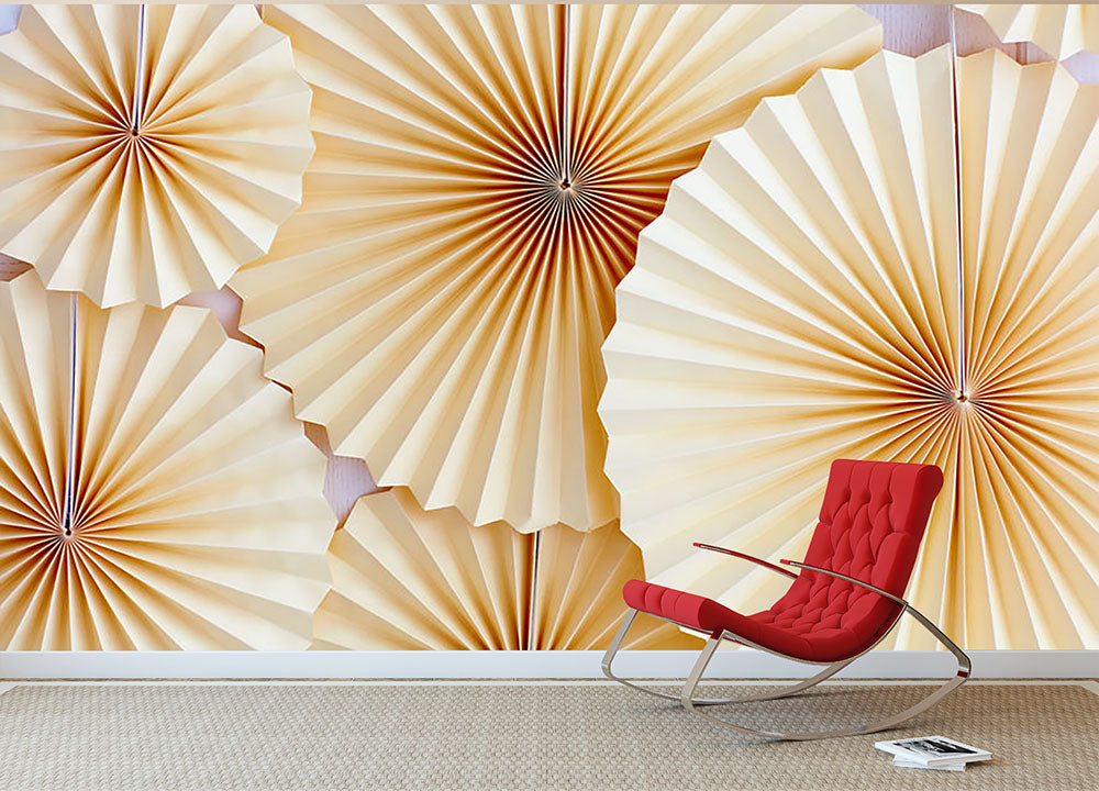 Paper Fans Wall Mural Wallpaper - Canvas Art Rocks - 2