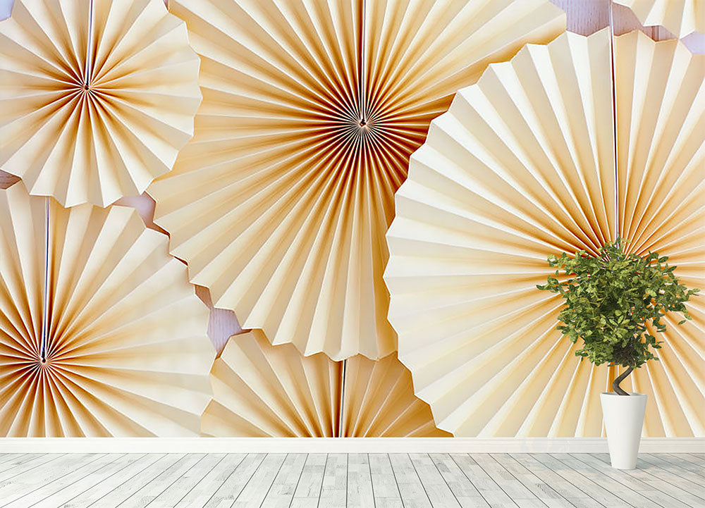 Paper Fans Wall Mural Wallpaper - Canvas Art Rocks - 4