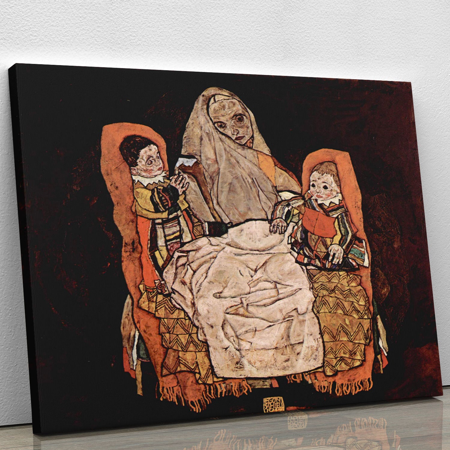 Parent with two children the mother by Egon Schiele Canvas Print or Poster - Canvas Art Rocks - 1