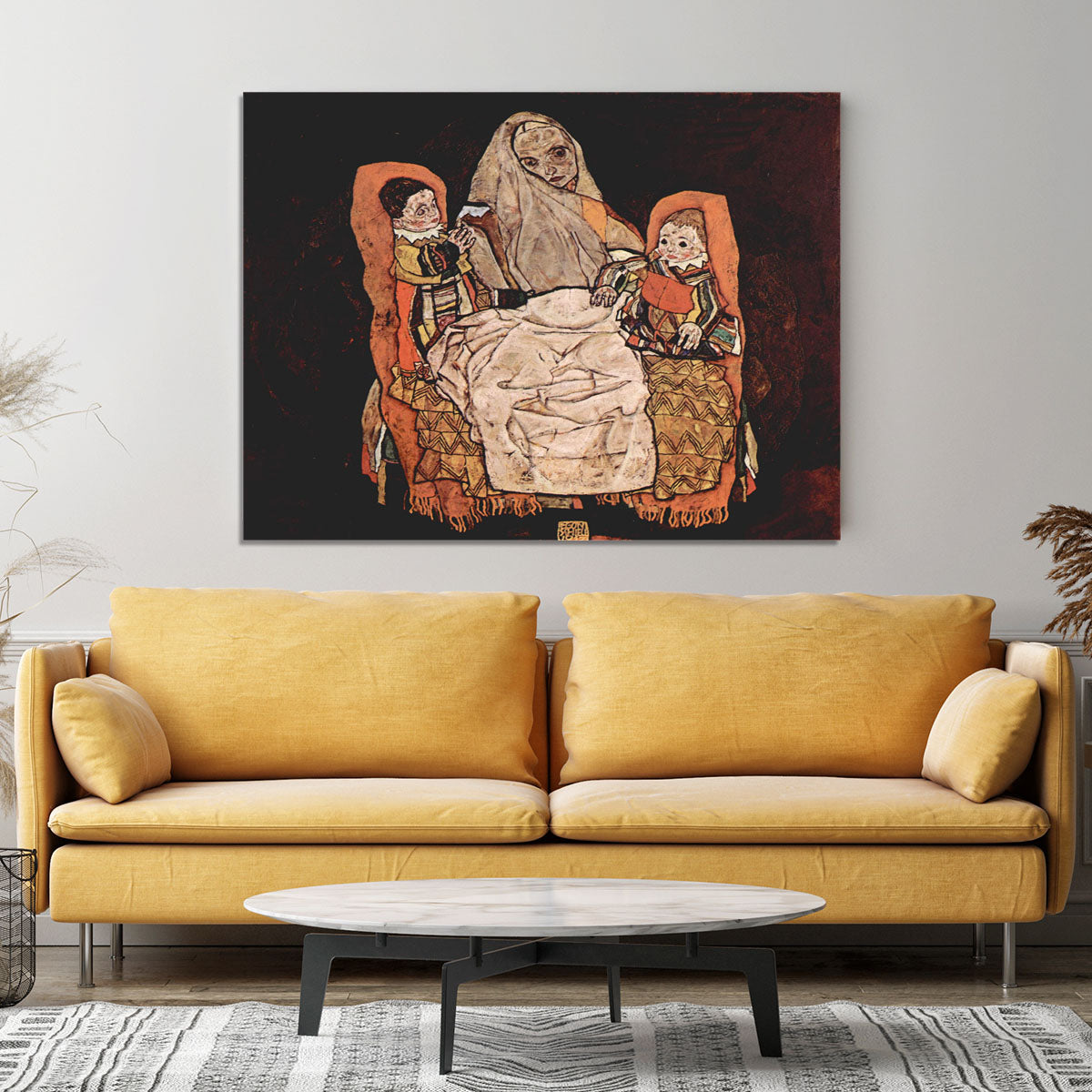 Parent with two children the mother by Egon Schiele Canvas Print or Poster - Canvas Art Rocks - 4