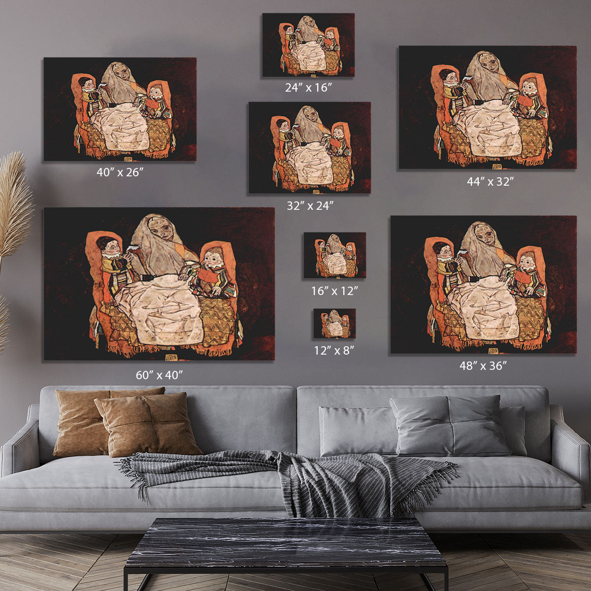 Parent with two children the mother by Egon Schiele Canvas Print or Poster - Canvas Art Rocks - 7