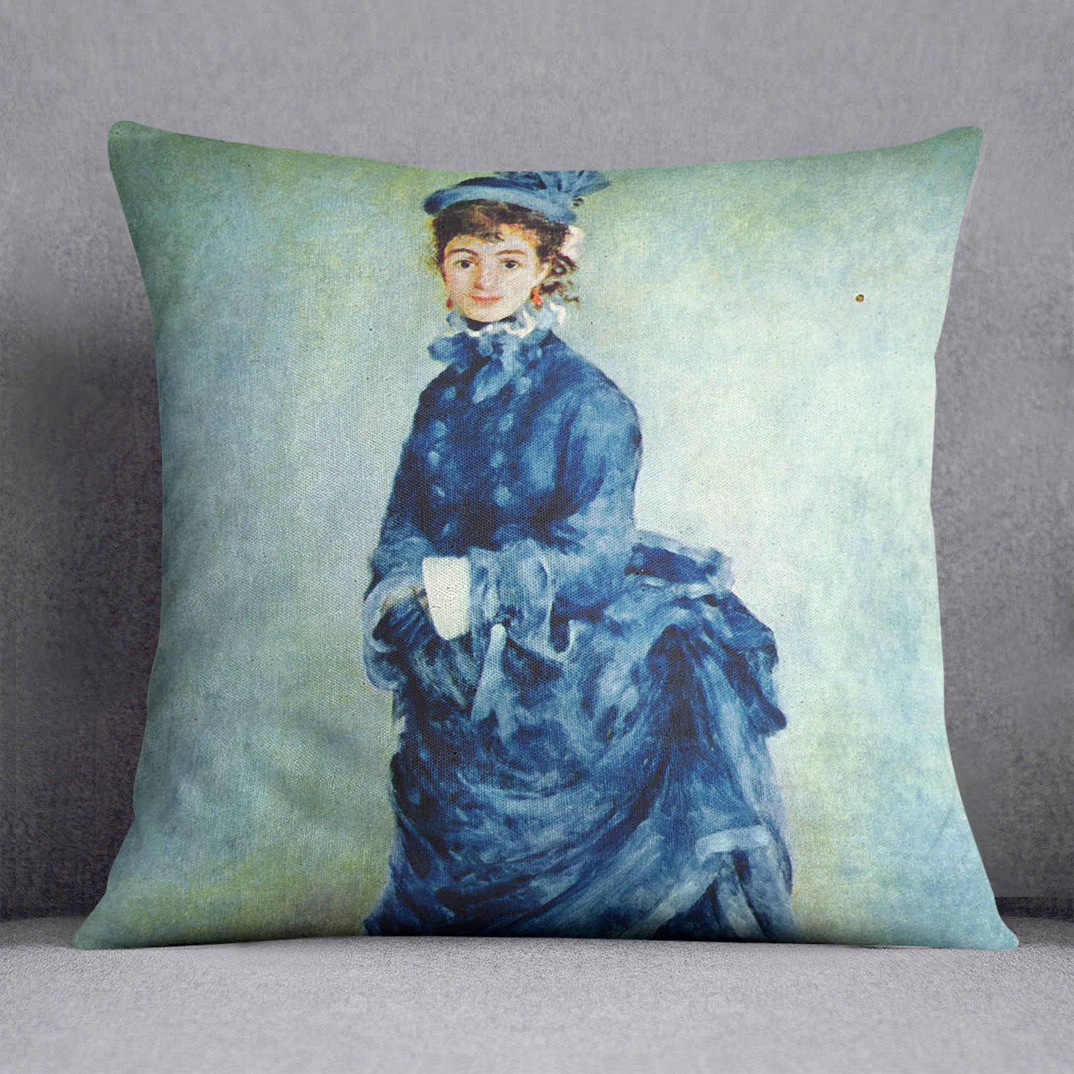 Paris girl the lady in blue by Renoir Cushion