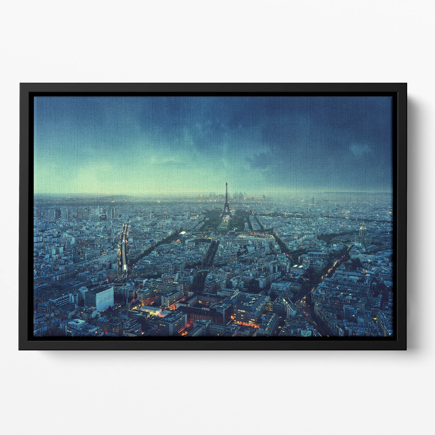 Paris skyline at sunset Floating Framed Canvas