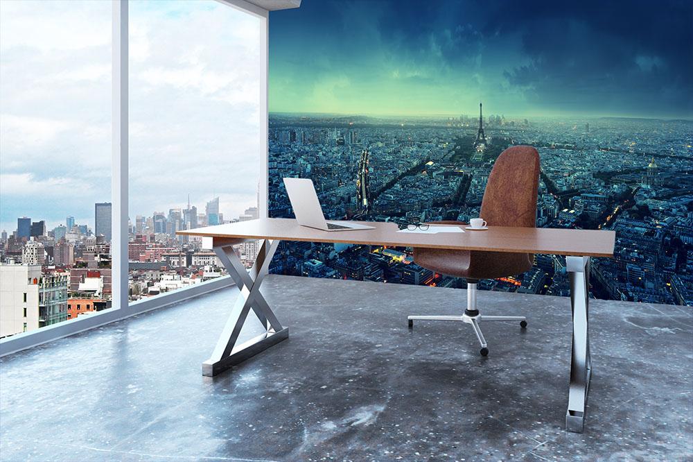 Paris skyline at sunset Wall Mural Wallpaper - Canvas Art Rocks - 3