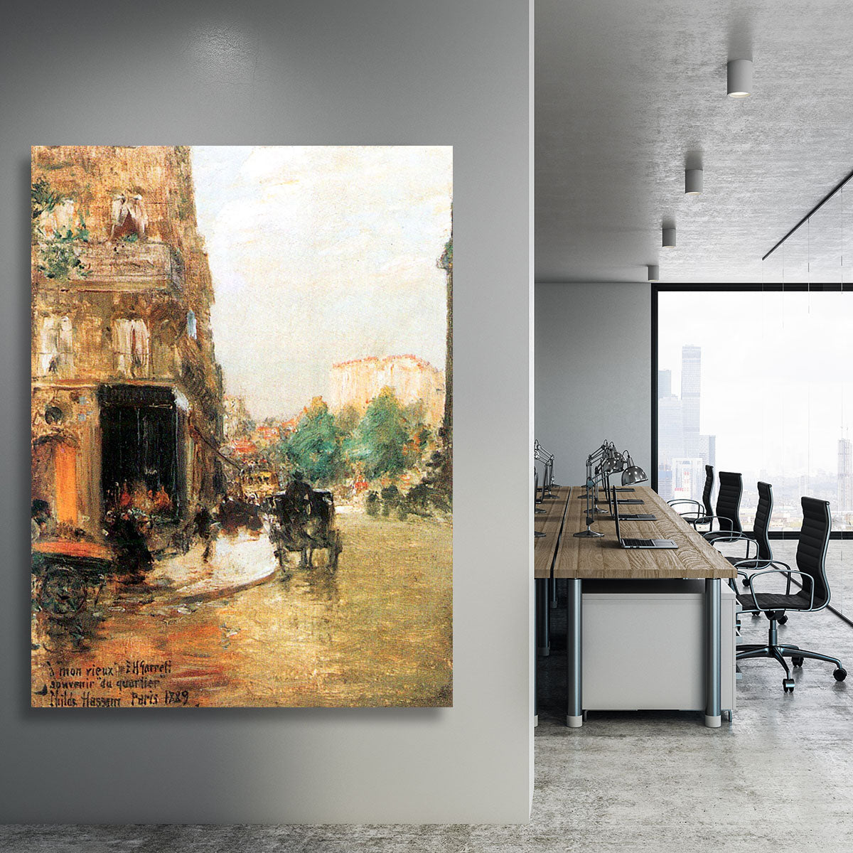 Parisian street scene 2 by Hassam Canvas Print or Poster - Canvas Art Rocks - 3