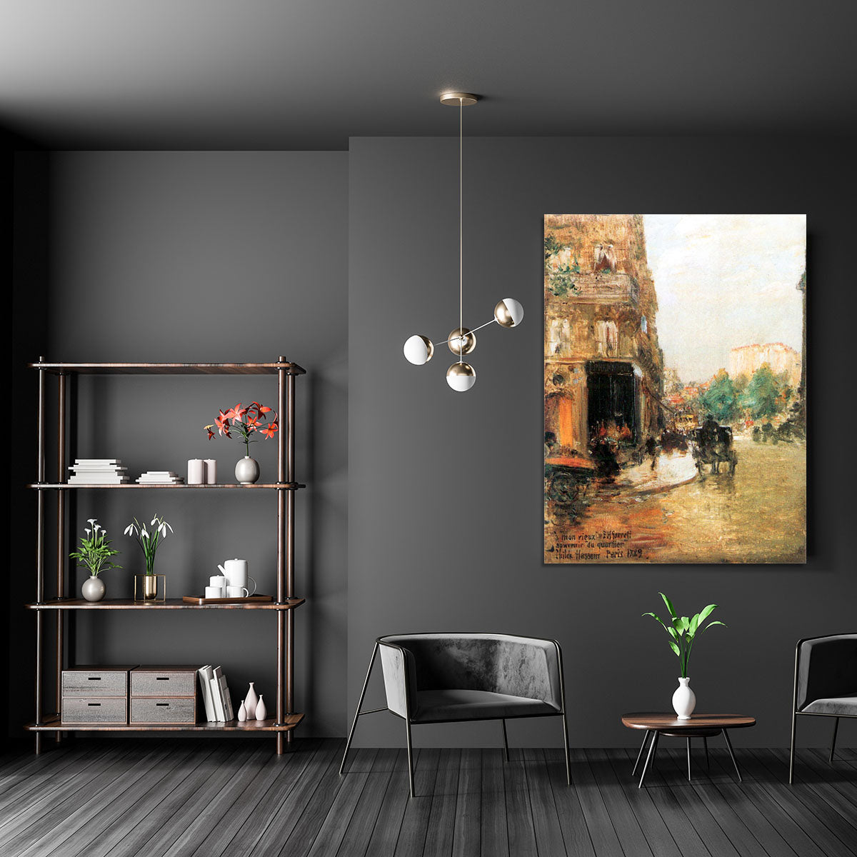 Parisian street scene 2 by Hassam Canvas Print or Poster - Canvas Art Rocks - 5