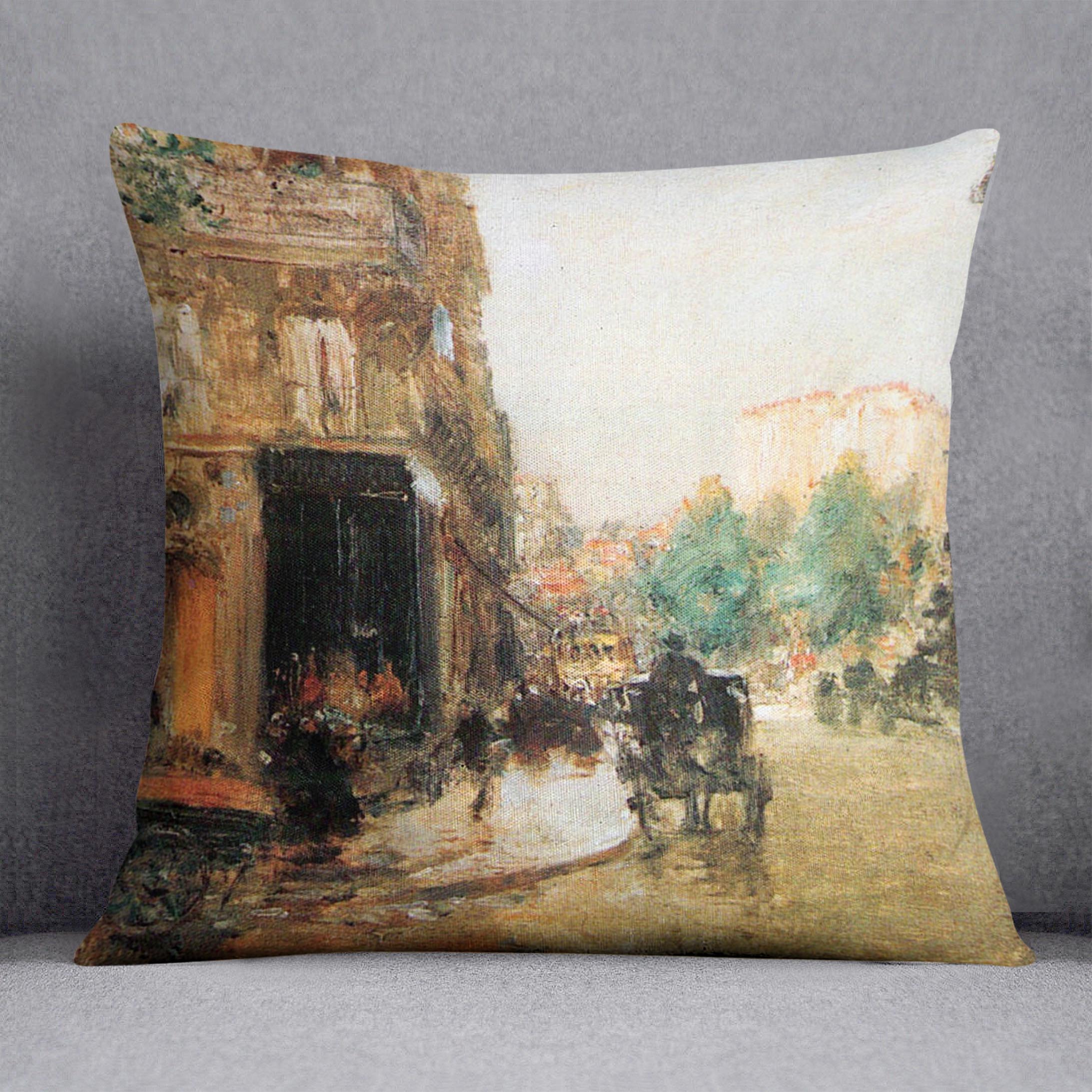 Parisian street scene 2 by Hassam Cushion - Canvas Art Rocks - 1