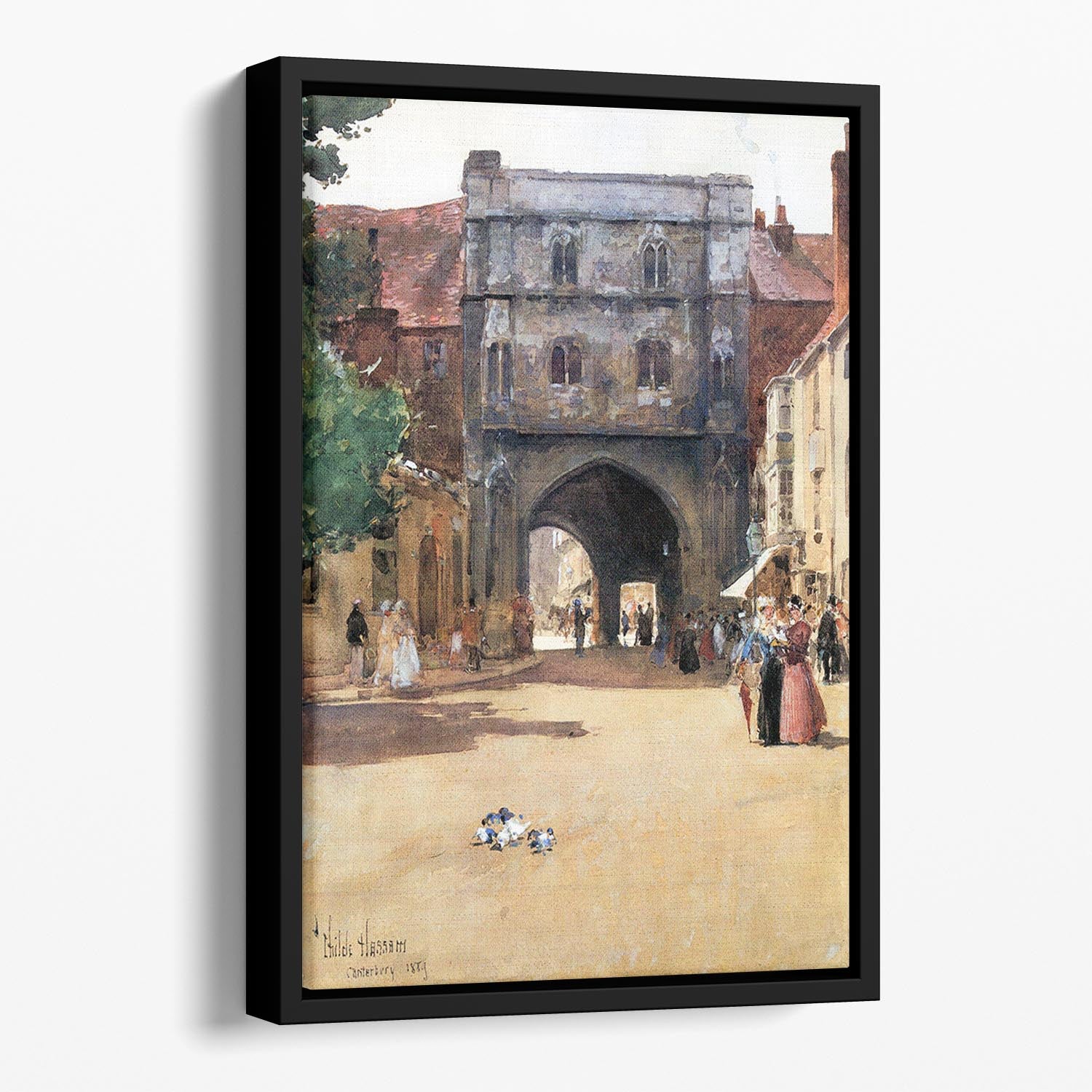 Passage in Canterbury by Hassam Floating Framed Canvas - Canvas Art Rocks - 1