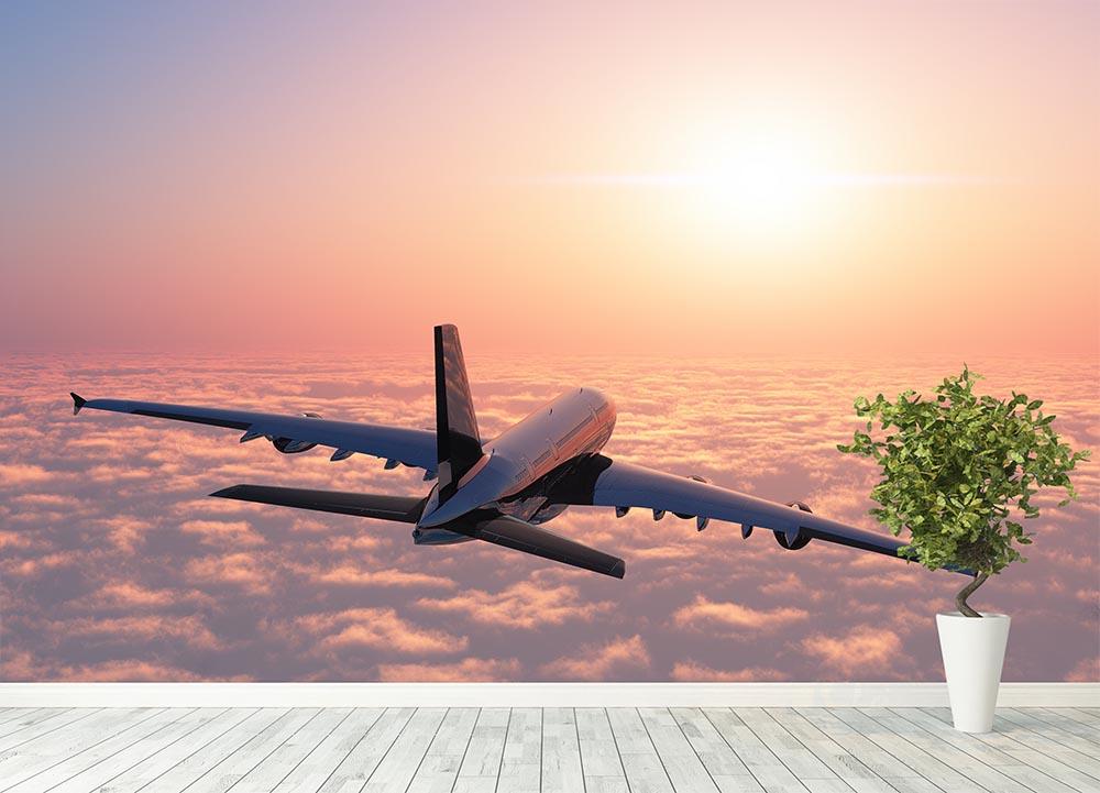 Passenger plane above the clouds Wall Mural Wallpaper - Canvas Art Rocks - 4