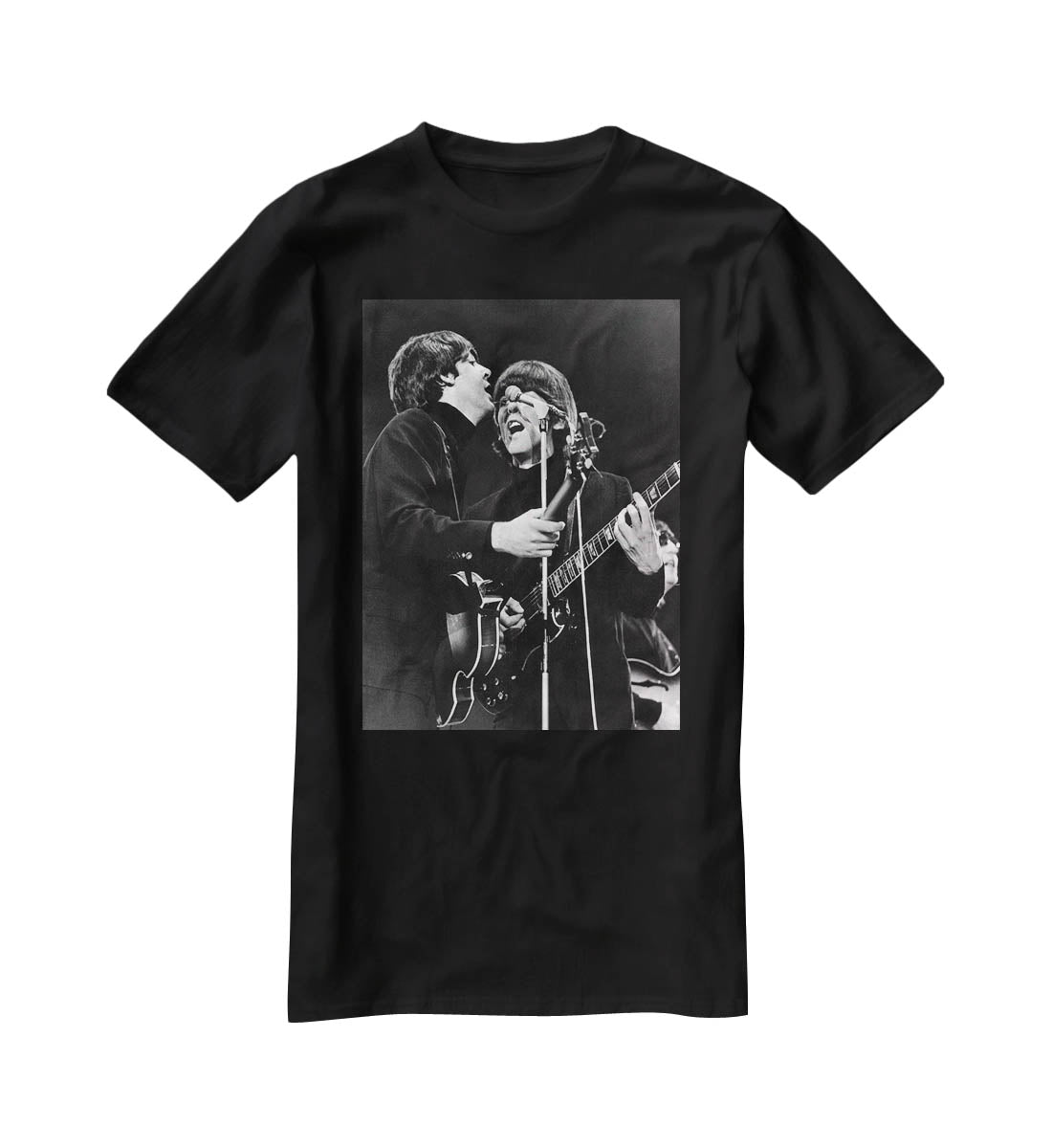 Paul McCartney and George Harrison on stage T-Shirt - Canvas Art Rocks - 1