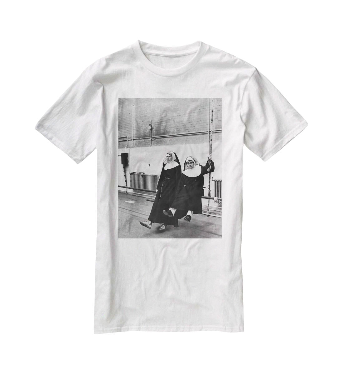 Peter Cook and Dudley Moore dressed as nuns T-Shirt - Canvas Art Rocks - 5