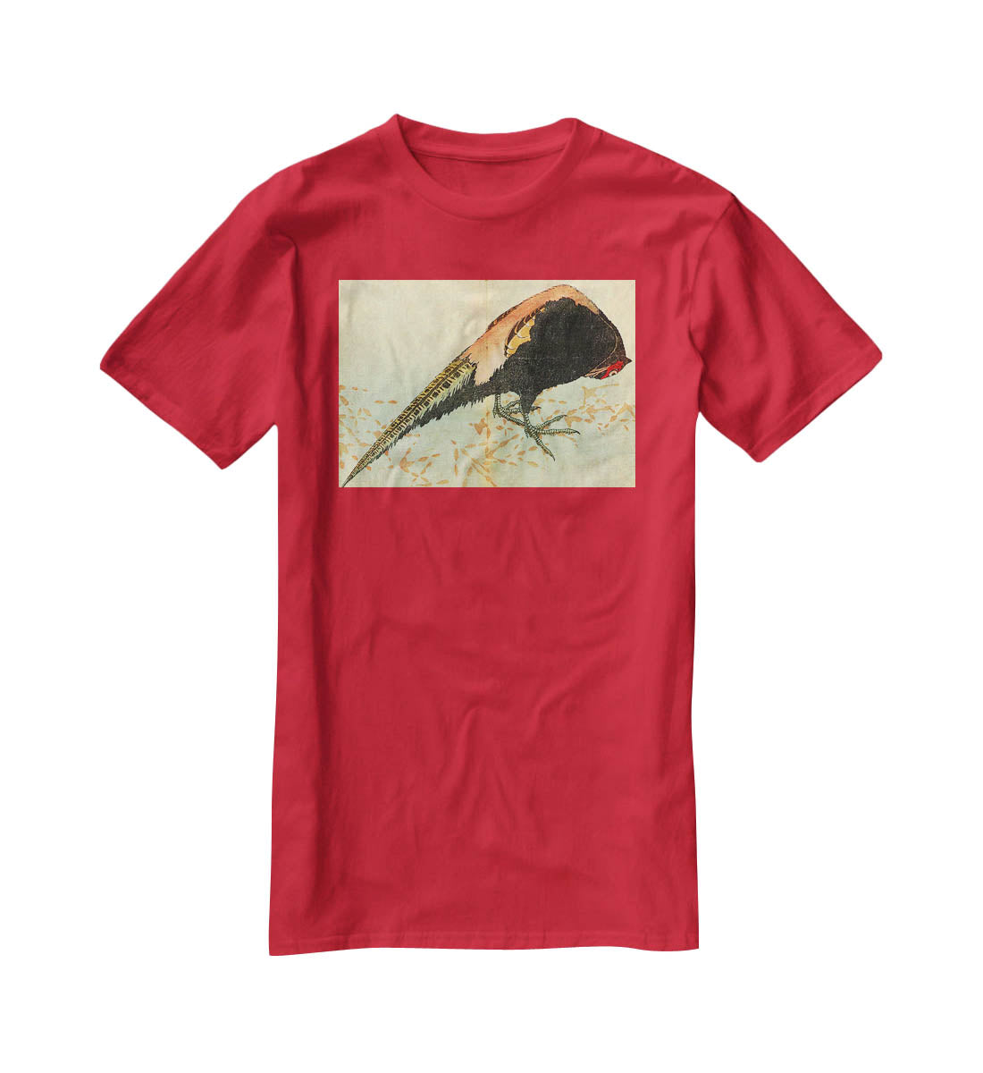 Pheasant on the snow by Hokusai T-Shirt - Canvas Art Rocks - 4