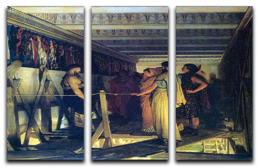 Phidias shows his friends from the Parthenon frieze detail by Alma Tadema 3 Split Panel Canvas Print - Canvas Art Rocks - 1