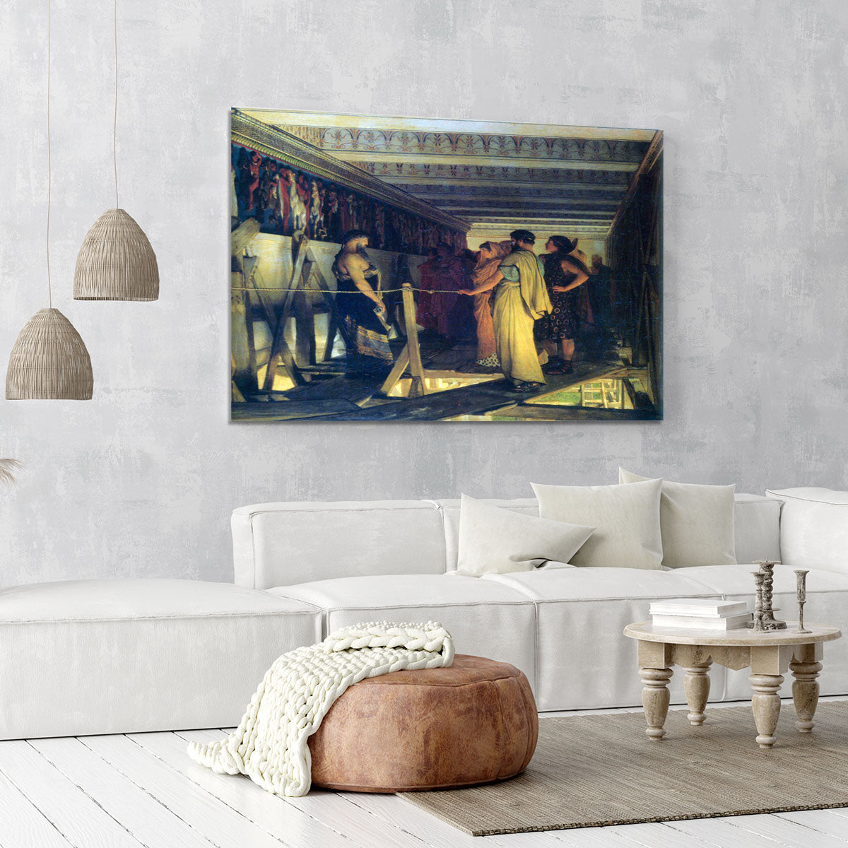 Phidias shows his friends from the Parthenon frieze detail by Alma Tadema Canvas Print or Poster - Canvas Art Rocks - 6