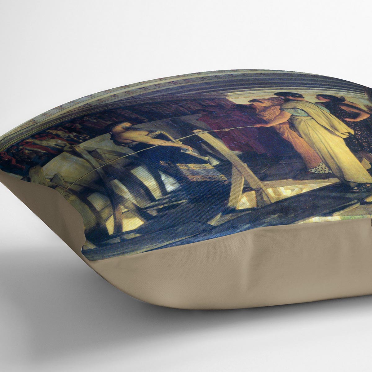 Phidias shows his friends from the Parthenon frieze detail by Alma Tadema Cushion - Canvas Art Rocks - 2
