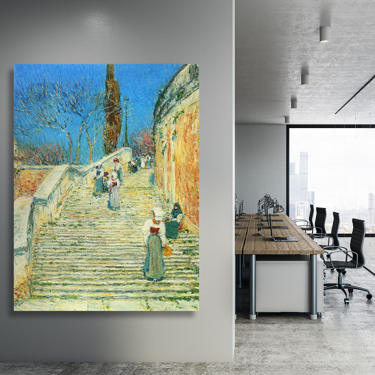 Piazza di Spagna Rome by Hassam Canvas Print or Poster - Canvas Art Rocks - 3