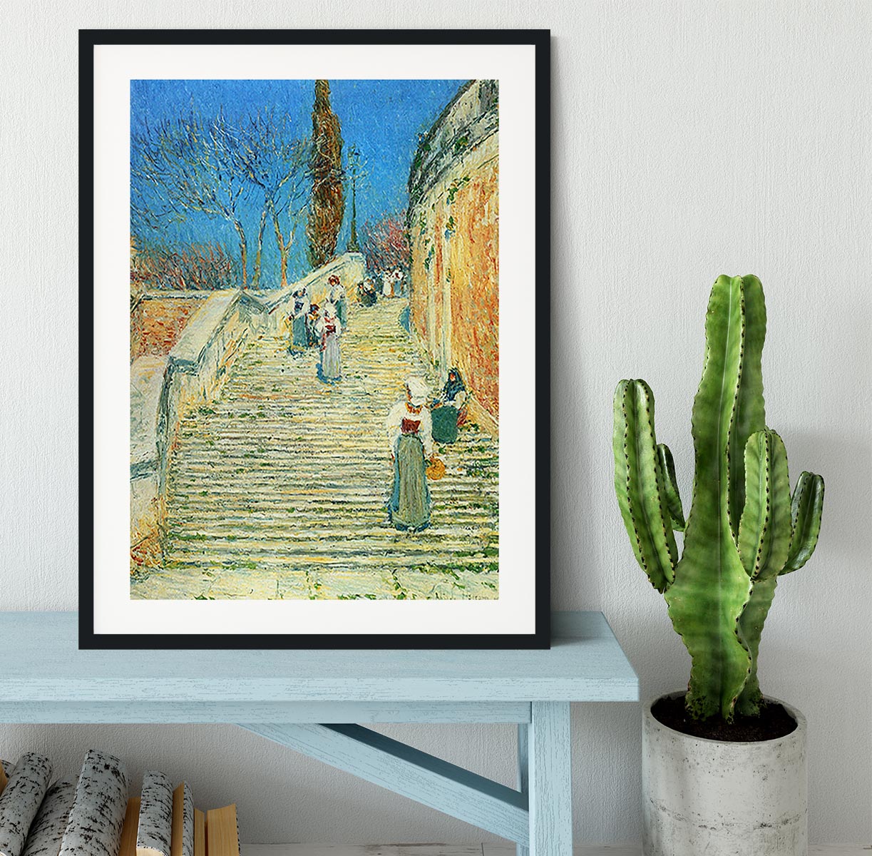 Piazza di Spagna Rome by Hassam Framed Print - Canvas Art Rocks - 1