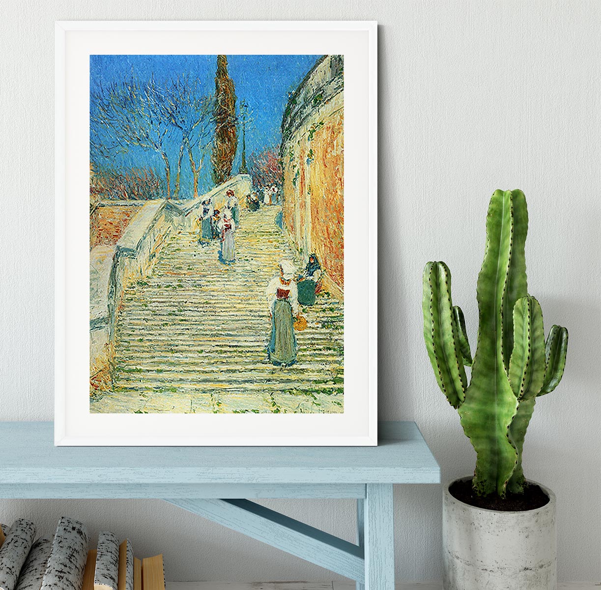 Piazza di Spagna Rome by Hassam Framed Print - Canvas Art Rocks - 5