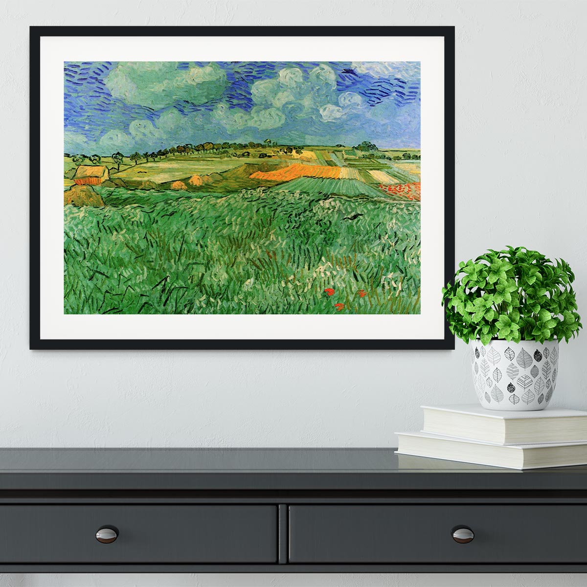 Plain Near Auvers by Van Gogh Framed Print - Canvas Art Rocks - 1