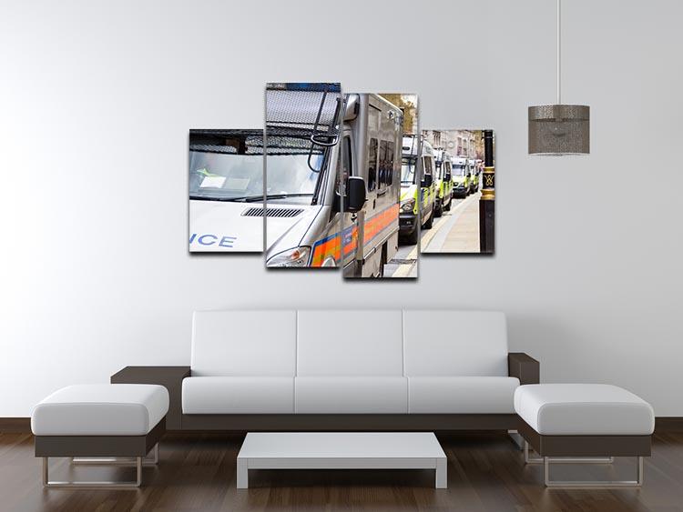 Police vans in a row 4 Split Panel Canvas - Canvas Art Rocks - 3