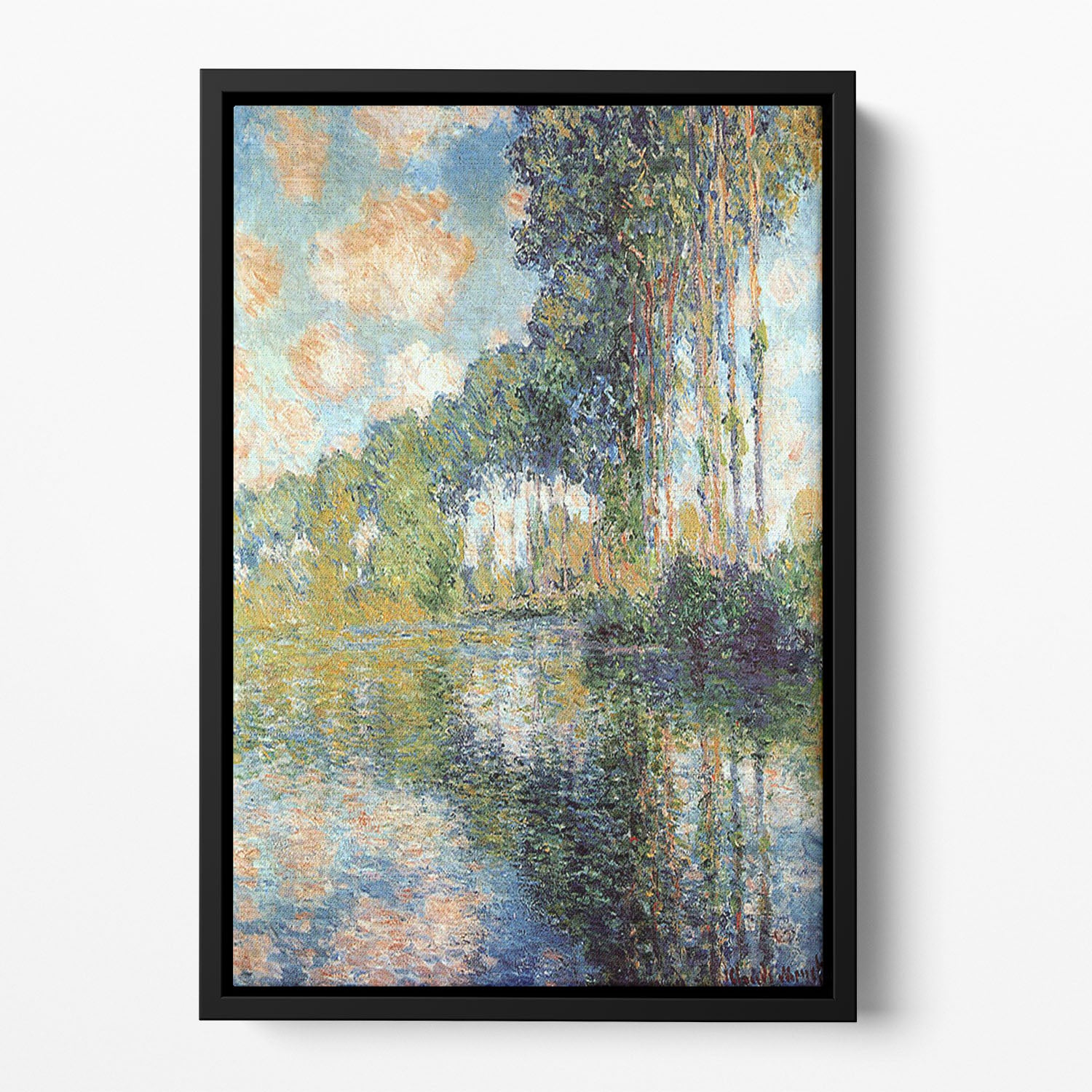 Poplars on the Epte by Monet Floating Framed Canvas