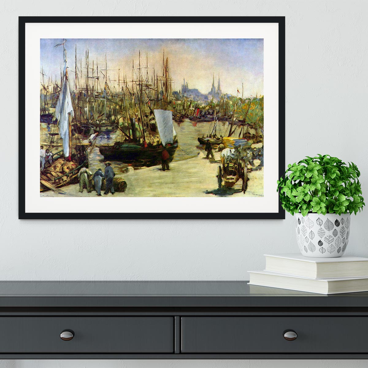 Port of Bordeaux by Manet Framed Print - Canvas Art Rocks - 1