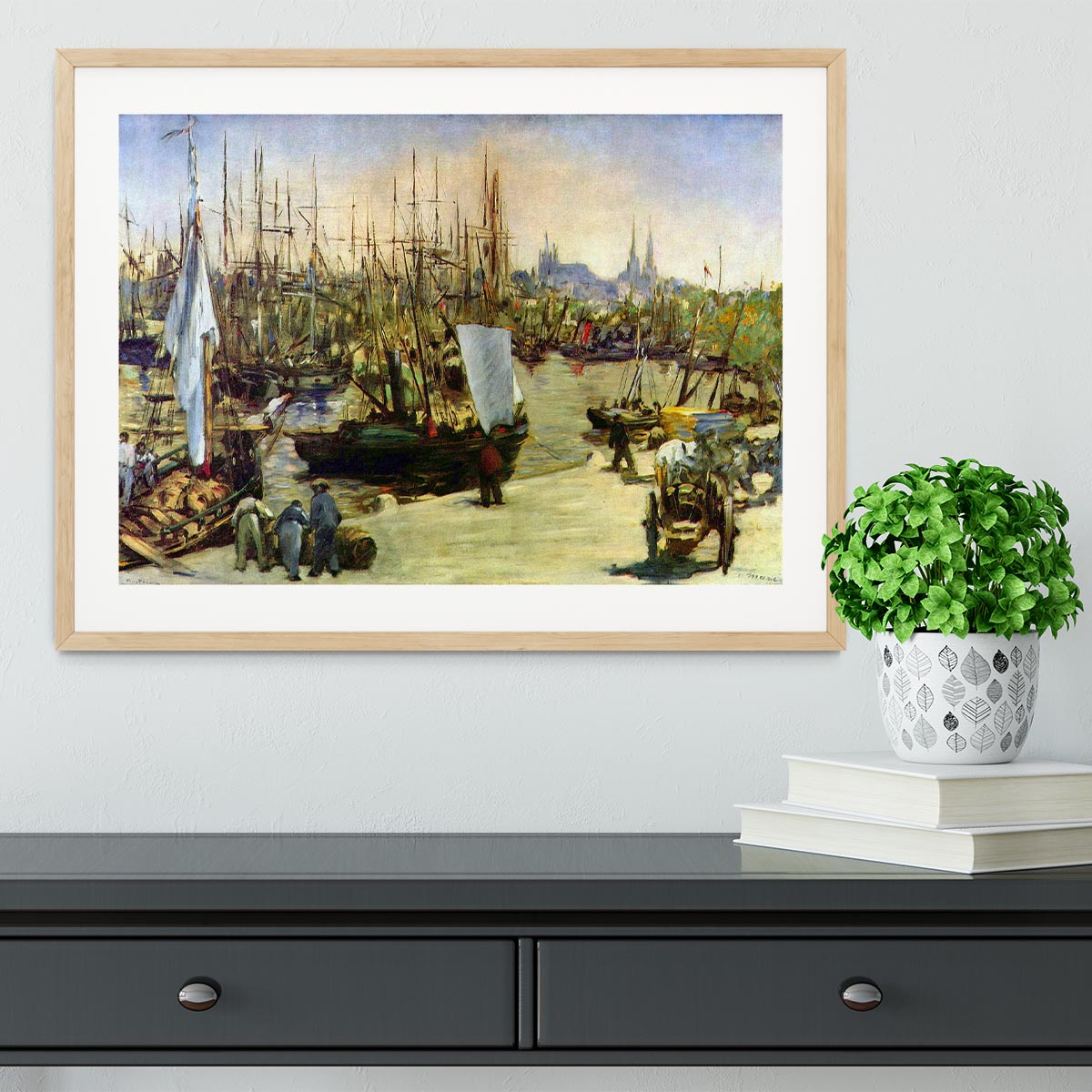 Port of Bordeaux by Manet Framed Print - Canvas Art Rocks - 3