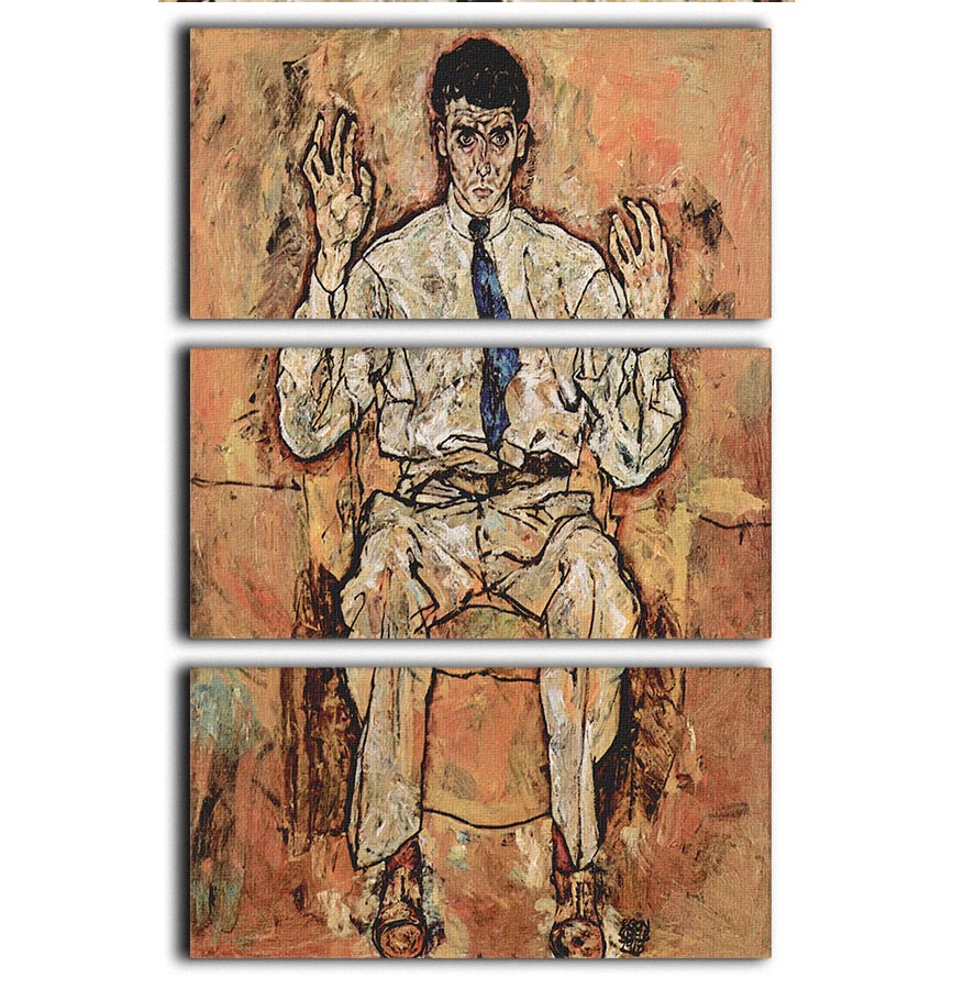 Portrait of Albert Paris von Gütersloh by Egon Schiele 3 Split Panel Canvas Print - Canvas Art Rocks - 1
