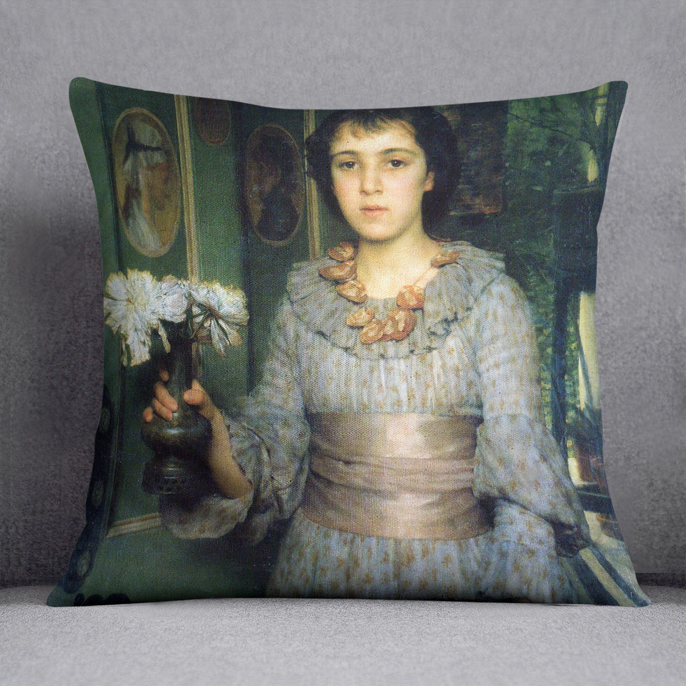 Portrait of Anna Alma Tadema by Alma Tadema Cushion - Canvas Art Rocks - 1